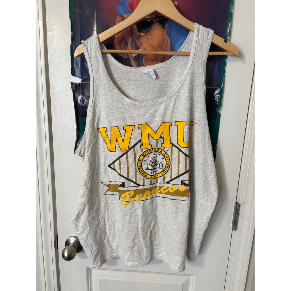 Vintage Soffe WMU Broncos Tank Top Mens XL Western Michigan University Gray USA